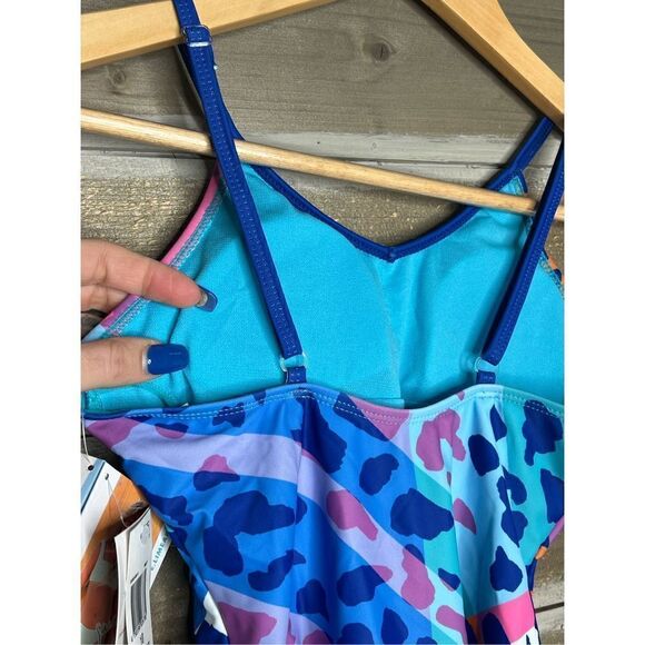 Limeapple Girls Vibrant Leopard Swimsuit Blanca NWT one piece Sz 12 - Picture 6 of 8